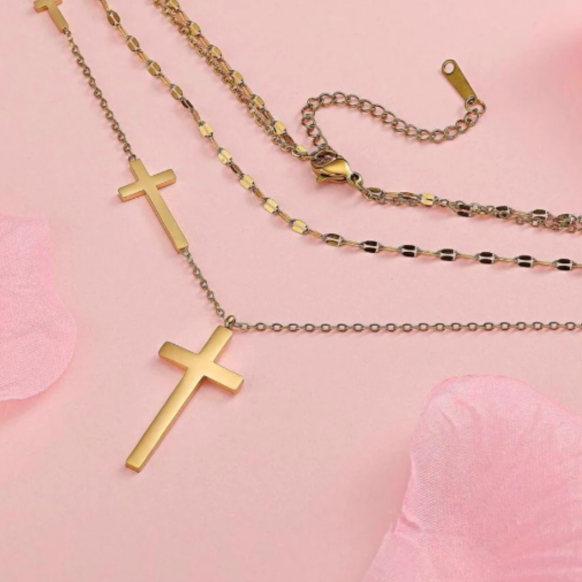 Layered Gold Cross Necklace