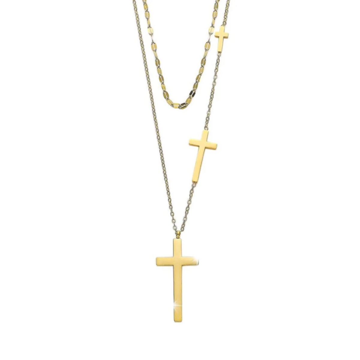 Layered Gold Cross Necklace