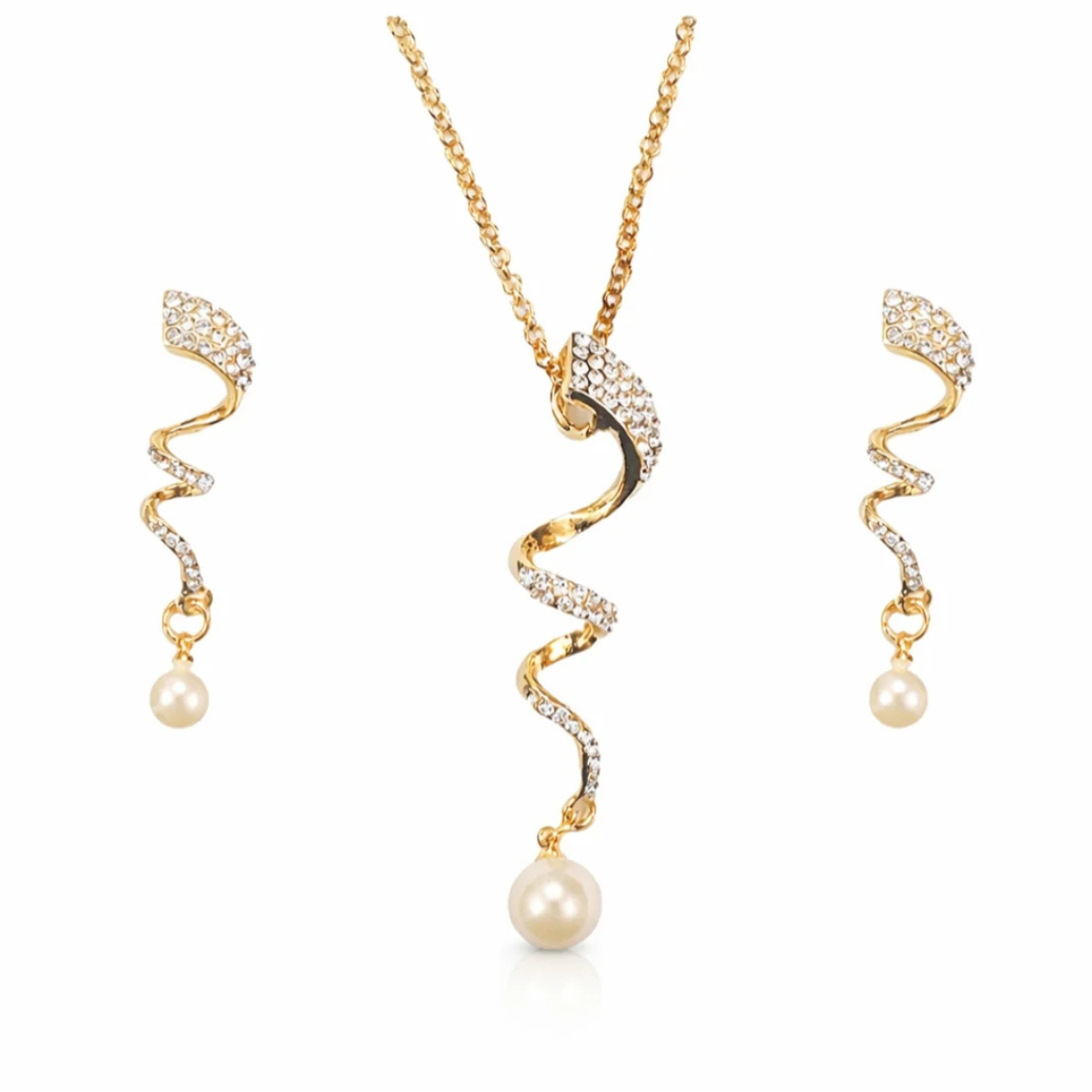 Pearl Gold Jewelery Set Elegant